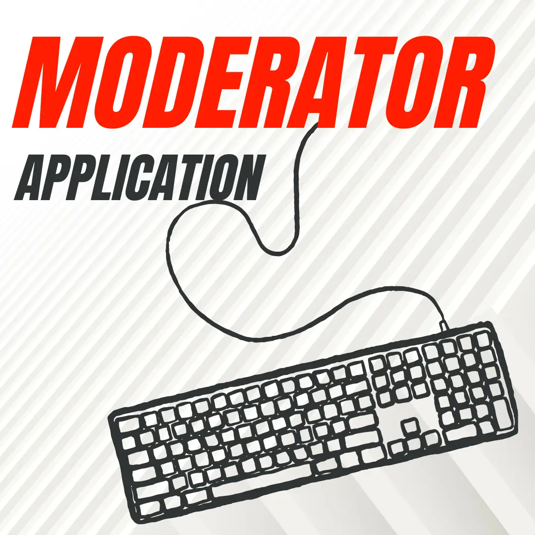 Picture showing a keyboard, with the words above reading Moderator Application